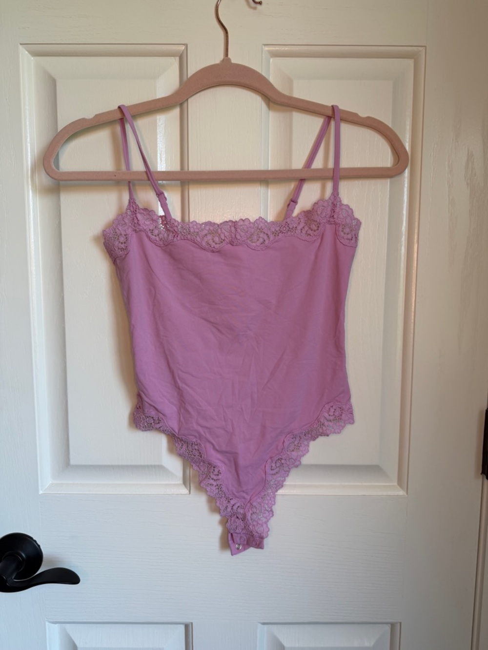 SKIMS Lavender Lace-Trim Camisole Bodysuit